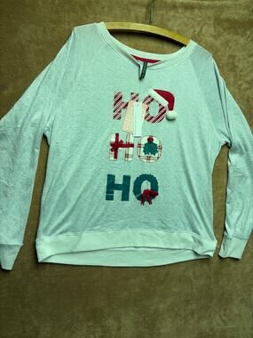Jaclyn Intimates XL Gray Ho Ho Ho Christmas Lounge Sweatshirt Pajama Top